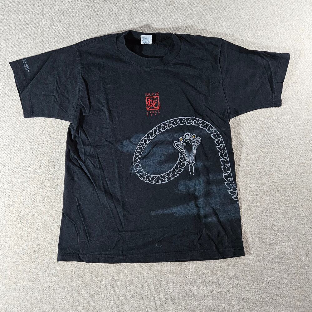 Vintage Crazy Shirts Year of Snake Black T Shirt Mens Medium Hawaii Y2K